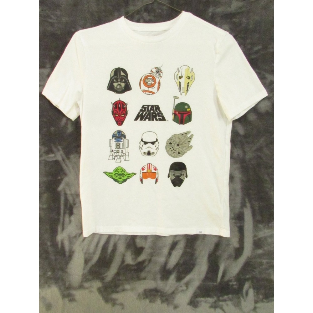 GAP Boys XL 12-13 Star Wars Character Icons Graphic T-Shirt White Short Sleeve